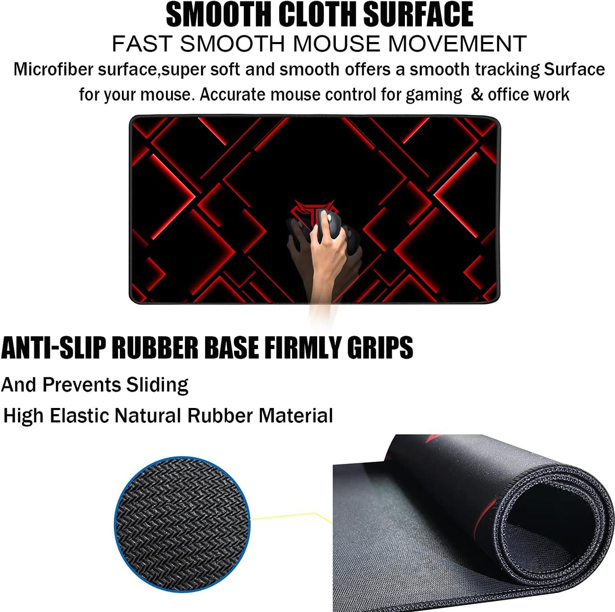 Large Gaming Mouse Pad, Extra Large Big Mouse Pad with Stitched Edge