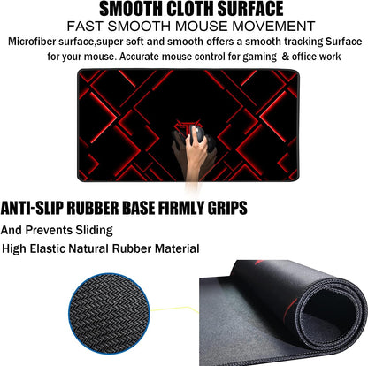 Large Gaming Mouse Pad, Extra Large Big Mouse Pad with Stitched Edge