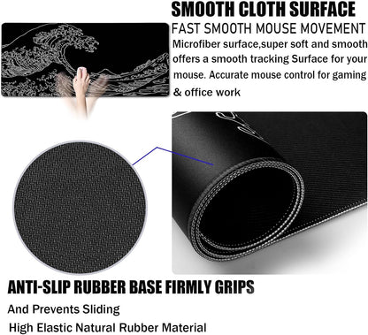 Large Gaming Mouse Pad, Extra Large Big Mouse Pad with Stitched Edge