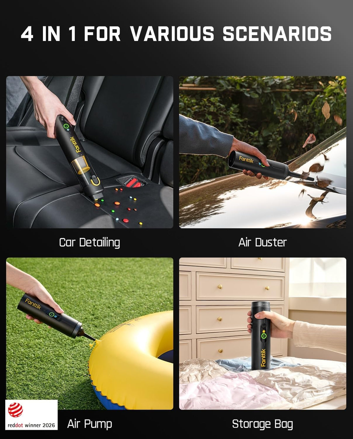 Slim V10 APEX Cordless Car Vacuum, 4-in-1 Portable Mini Handheld Vac, Upgraded Smart Digital Display, 19kPa Suction Power, 2 Suction Modes for Small Jobs, Car, Office Desk, Keyboards (Black)