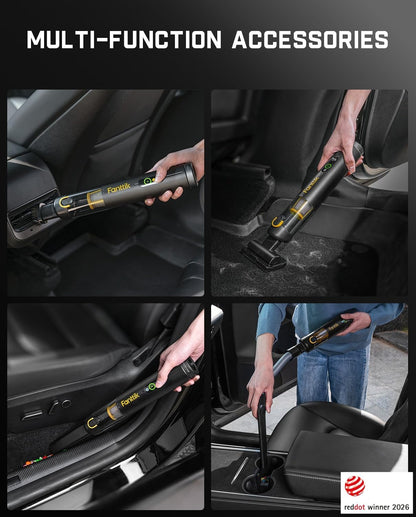 Slim V10 APEX Cordless Car Vacuum, 4-in-1 Portable Mini Handheld Vac, Upgraded Smart Digital Display, 19kPa Suction Power, 2 Suction Modes for Small Jobs, Car, Office Desk, Keyboards (Black)