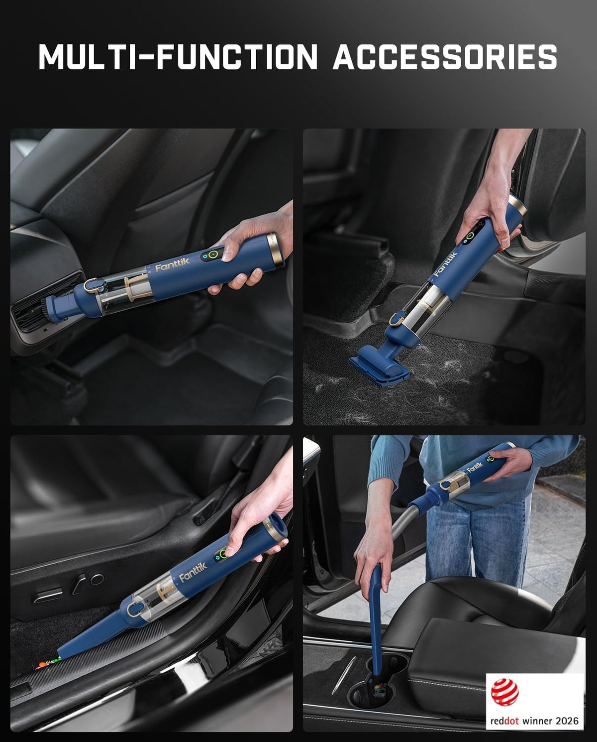 Slim V10 APEX Cordless Car Vacuum, 4-in-1 Portable Mini Handheld Vac, Upgraded Smart Digital Display, 19kPa Suction Power, 2 Suction Modes for Small Jobs, Car, Office Desk, Keyboards (Black)