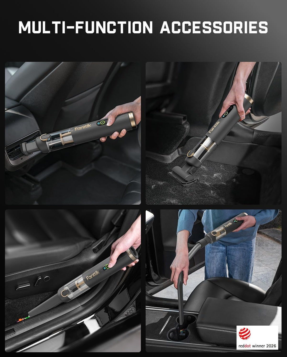 Slim V10 APEX Cordless Car Vacuum, 4-in-1 Portable Mini Handheld Vac, Upgraded Smart Digital Display, 19kPa Suction Power, 2 Suction Modes for Small Jobs, Car, Office Desk, Keyboards (Black)