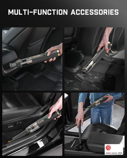 Slim V10 APEX Cordless Car Vacuum, 4-in-1 Portable Mini Handheld Vac, Upgraded Smart Digital Display, 19kPa Suction Power, 2 Suction Modes for Small Jobs, Car, Office Desk, Keyboards (Black)