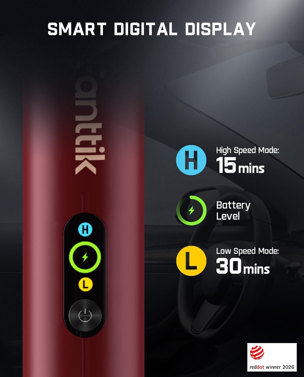 Slim V10 APEX Cordless Car Vacuum, 4-in-1 Portable Mini Handheld Vac, Upgraded Smart Digital Display, 19kPa Suction Power, 2 Suction Modes for Small Jobs, Car, Office Desk, Keyboards (Black)
