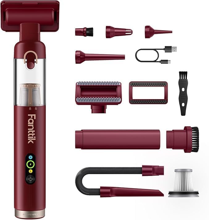 Slim V10 APEX Cordless Car Vacuum, 4-in-1 Portable Mini Handheld Vac, Upgraded Smart Digital Display, 19kPa Suction Power, 2 Suction Modes for Small Jobs, Car, Office Desk, Keyboards (Black)