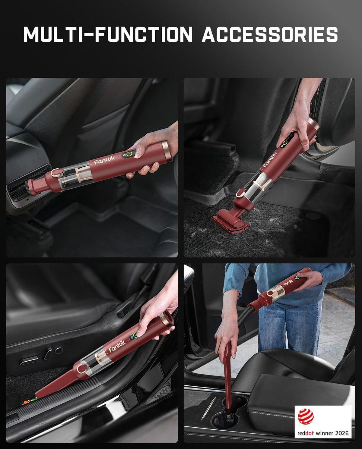 Slim V10 APEX Cordless Car Vacuum, 4-in-1 Portable Mini Handheld Vac, Upgraded Smart Digital Display, 19kPa Suction Power, 2 Suction Modes for Small Jobs, Car, Office Desk, Keyboards (Black)