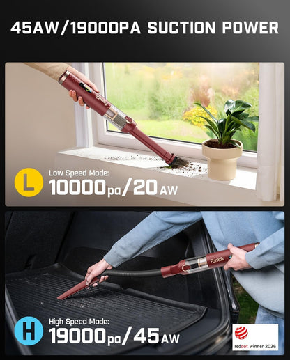 Slim V10 APEX Cordless Car Vacuum, 4-in-1 Portable Mini Handheld Vac, Upgraded Smart Digital Display, 19kPa Suction Power, 2 Suction Modes for Small Jobs, Car, Office Desk, Keyboards (Black)