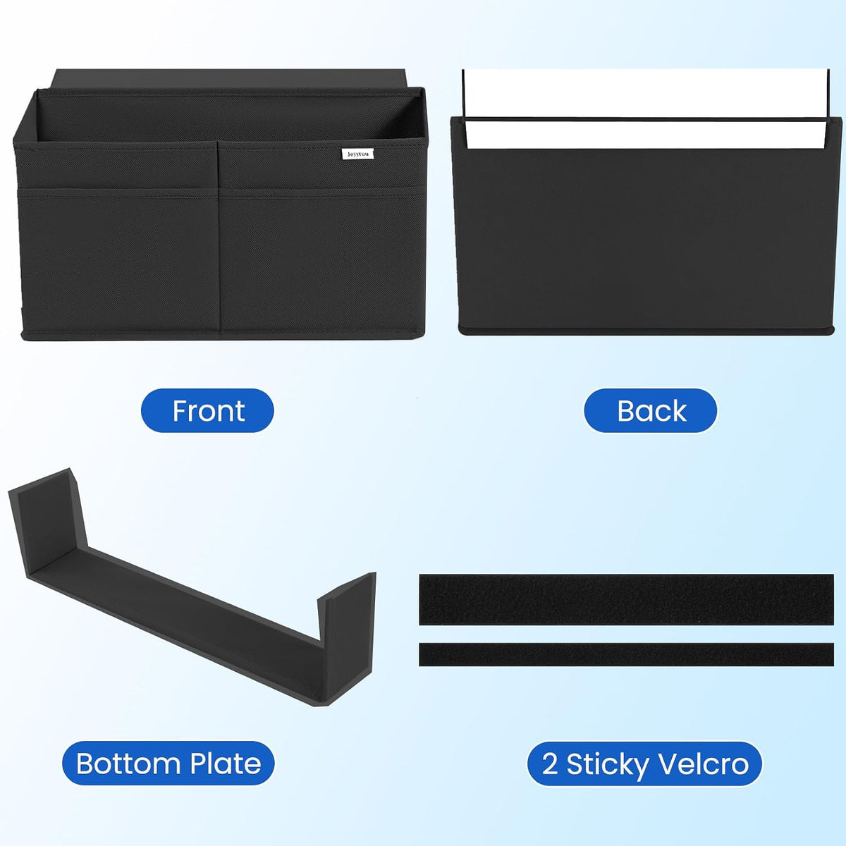 2 Pack Desk Side Hanging Organizer, Adhesive Storage Bag with Pockets for Magazine Ipad Notebook, for End Tables Home Office Desks Computer Workstations Dressing Table, Grey
