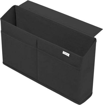 2 Pack Desk Side Hanging Organizer, Adhesive Storage Bag with Pockets for Magazine Ipad Notebook, for End Tables Home Office Desks Computer Workstations Dressing Table, Grey