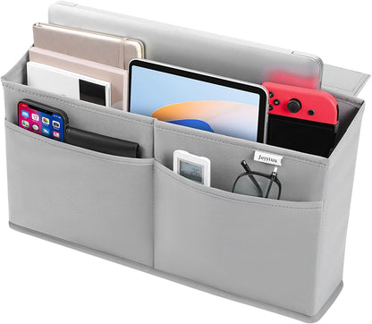 2 Pack Desk Side Hanging Organizer, Adhesive Storage Bag with Pockets for Magazine Ipad Notebook, for End Tables Home Office Desks Computer Workstations Dressing Table, Grey
