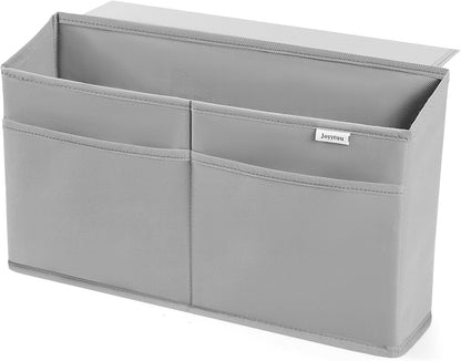 2 Pack Desk Side Hanging Organizer, Adhesive Storage Bag with Pockets for Magazine Ipad Notebook, for End Tables Home Office Desks Computer Workstations Dressing Table, Grey