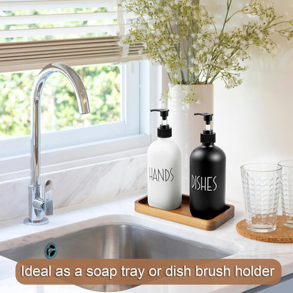 8" Acacia Wood Bathroom Vanity Tray for Counter - Dresser Top Tray for Perfume Jewelry Candle Key Catchall - Small Kitchen Countertop Organizer for Soap Dispenser and Sponge Holder