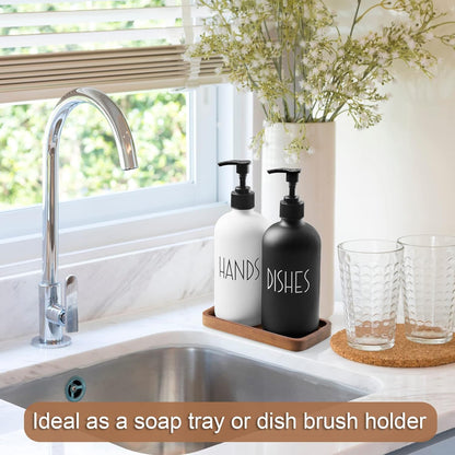 8" Acacia Wood Bathroom Vanity Tray for Counter - Dresser Top Tray for Perfume Jewelry Candle Key Catchall - Small Kitchen Countertop Organizer for Soap Dispenser and Sponge Holder