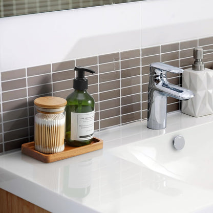 8" Acacia Wood Bathroom Vanity Tray for Counter - Dresser Top Tray for Perfume Jewelry Candle Key Catchall - Small Kitchen Countertop Organizer for Soap Dispenser and Sponge Holder