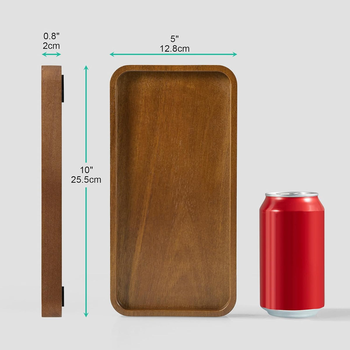 8" Acacia Wood Bathroom Vanity Tray for Counter - Dresser Top Tray for Perfume Jewelry Candle Key Catchall - Small Kitchen Countertop Organizer for Soap Dispenser and Sponge Holder