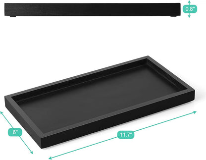 8" Acacia Wood Bathroom Vanity Tray for Counter - Dresser Top Tray for Perfume Jewelry Candle Key Catchall - Small Kitchen Countertop Organizer for Soap Dispenser and Sponge Holder