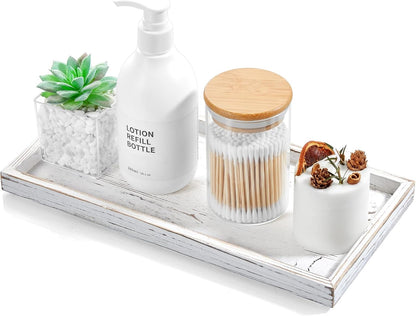 8" Acacia Wood Bathroom Vanity Tray for Counter - Dresser Top Tray for Perfume Jewelry Candle Key Catchall - Small Kitchen Countertop Organizer for Soap Dispenser and Sponge Holder