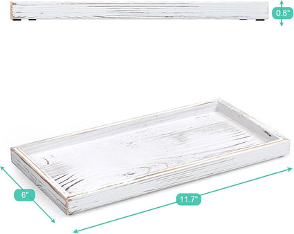 8" Acacia Wood Bathroom Vanity Tray for Counter - Dresser Top Tray for Perfume Jewelry Candle Key Catchall - Small Kitchen Countertop Organizer for Soap Dispenser and Sponge Holder