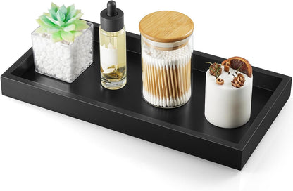 8" Acacia Wood Bathroom Vanity Tray for Counter - Dresser Top Tray for Perfume Jewelry Candle Key Catchall - Small Kitchen Countertop Organizer for Soap Dispenser and Sponge Holder