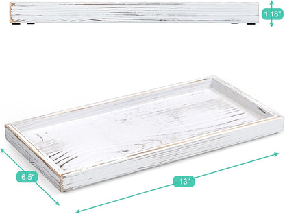 8" Acacia Wood Bathroom Vanity Tray for Counter - Dresser Top Tray for Perfume Jewelry Candle Key Catchall - Small Kitchen Countertop Organizer for Soap Dispenser and Sponge Holder