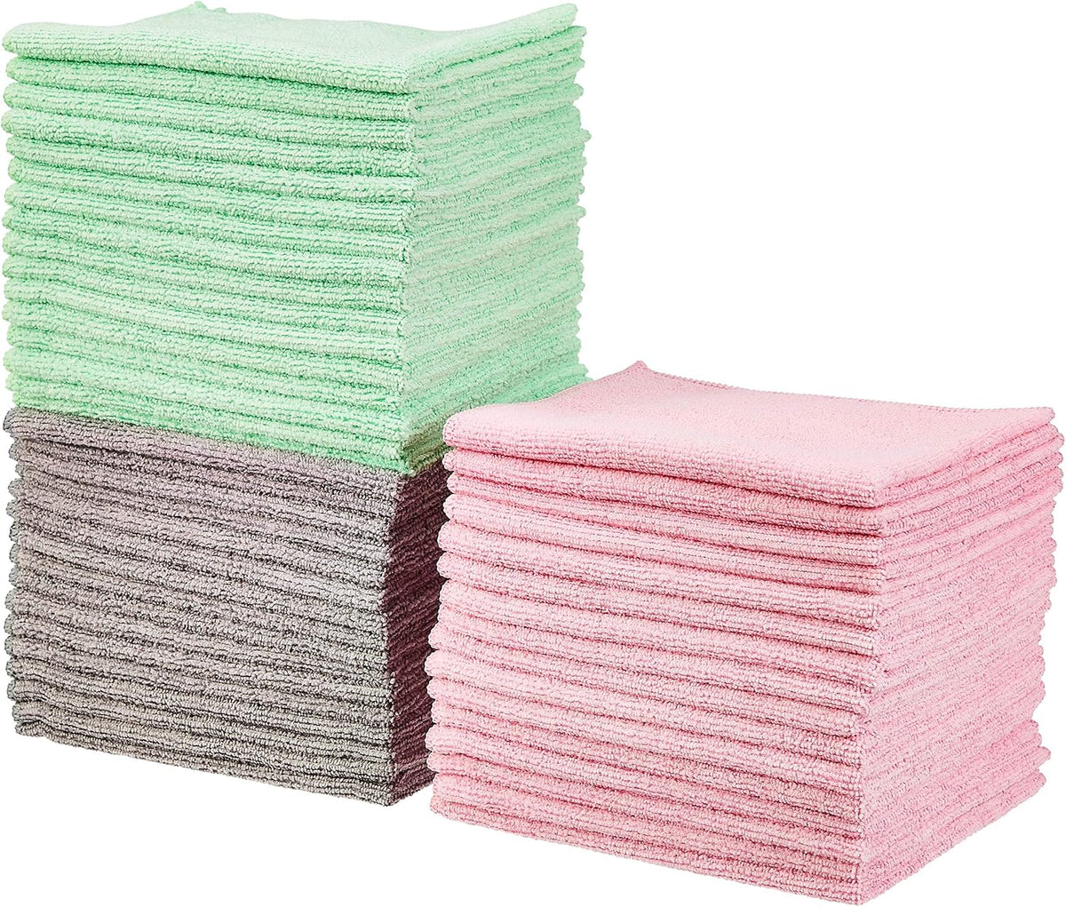 Microfiber Cleaning Cloths, Ultra Absorbent, Lint Free, Streak Free, Non-Abrasive, Reusable and Washable, 16" x 12", Blue/White/Yellow, Pack of 24