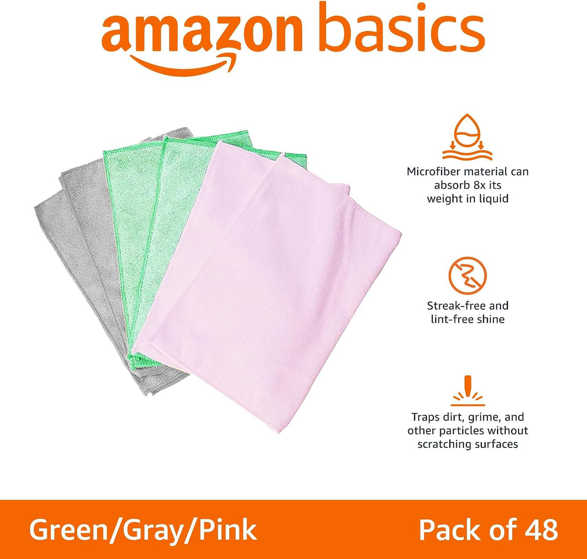 Microfiber Cleaning Cloths, Ultra Absorbent, Lint Free, Streak Free, Non-Abrasive, Reusable and Washable, 16" x 12", Blue/White/Yellow, Pack of 24