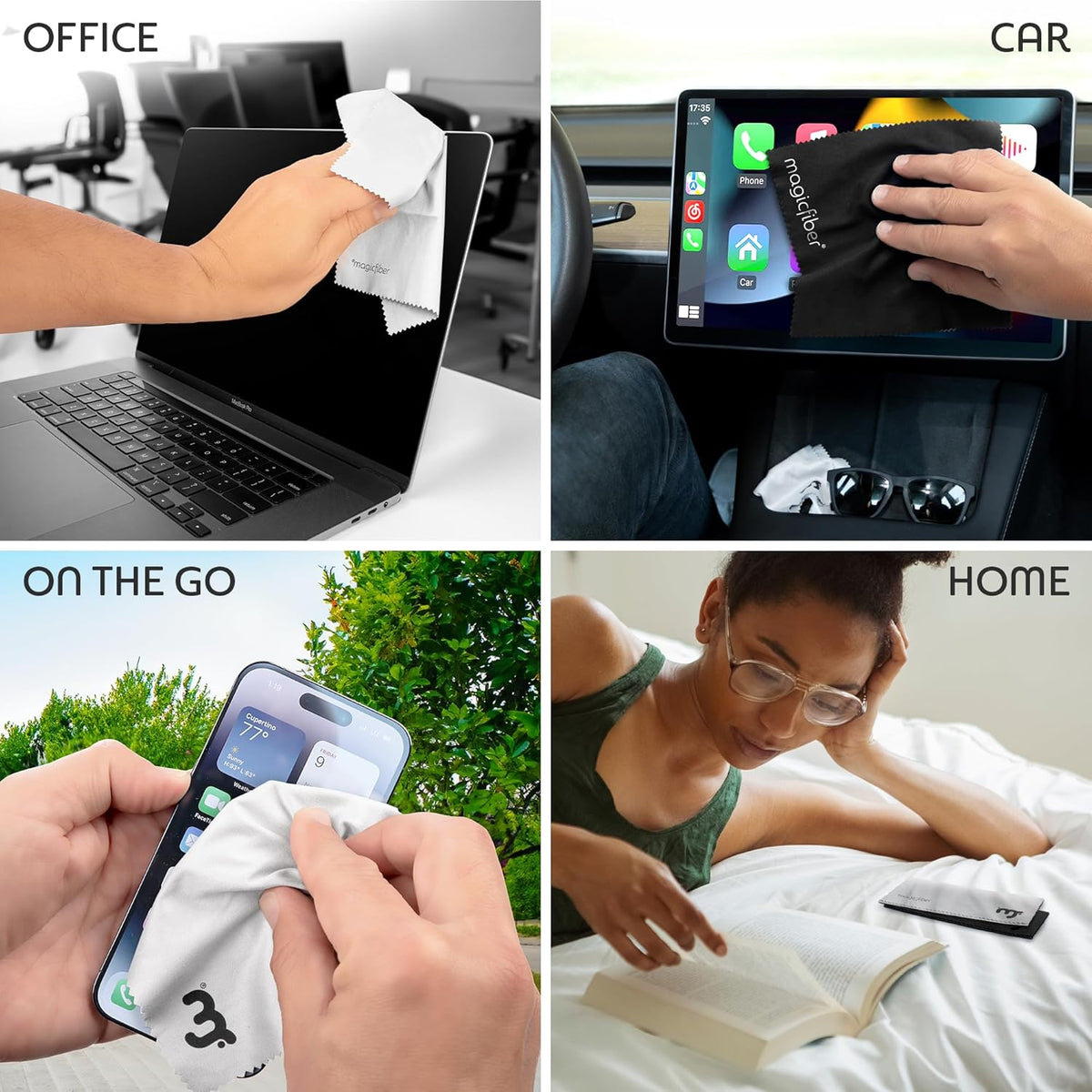 Microfiber Cleaning Cloth, Glasses Cleaner, Eyeglass Wipes, 6pk