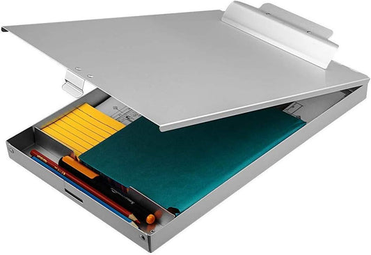 Recycled Aluminum Storage Clipboard, Clipboard Box, Form Holder, Suitable for School, Office, Jobsite or Medical Staff, 9.25 x 13.78 Inches, Silver