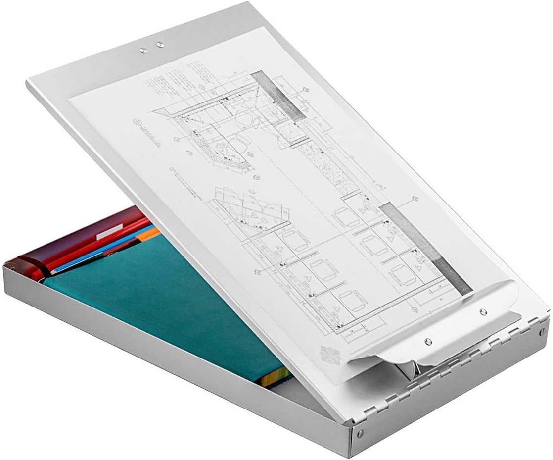 Recycled Aluminum Storage Clipboard, Clipboard Box, Form Holder, Suitable for School, Office, Jobsite or Medical Staff, 9.25 x 13.78 Inches, Silver