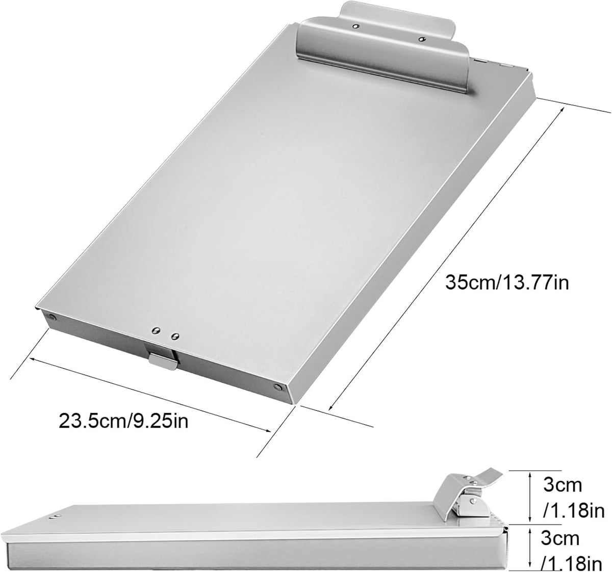 Recycled Aluminum Storage Clipboard, Clipboard Box, Form Holder, Suitable for School, Office, Jobsite or Medical Staff, 9.25 x 13.78 Inches, Silver