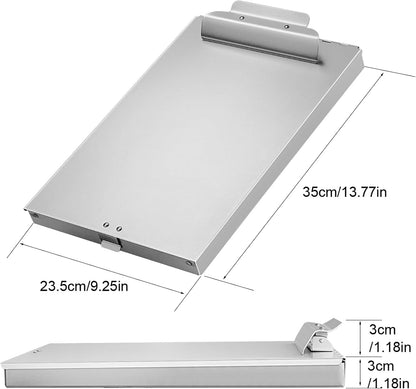 Recycled Aluminum Storage Clipboard, Clipboard Box, Form Holder, Suitable for School, Office, Jobsite or Medical Staff, 9.25 x 13.78 Inches, Silver