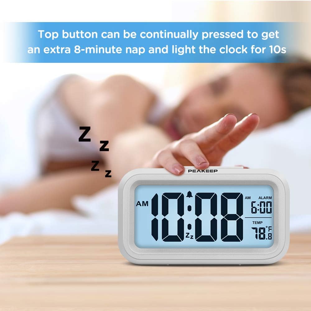 Night Light Digital Alarm Clock Battery Operated Indoor Temperature