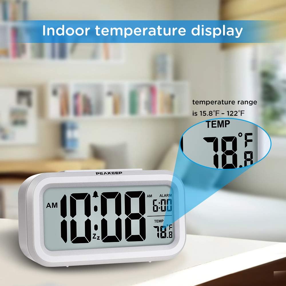 Night Light Digital Alarm Clock Battery Operated Indoor Temperature