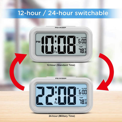 Night Light Digital Alarm Clock Battery Operated Indoor Temperature
