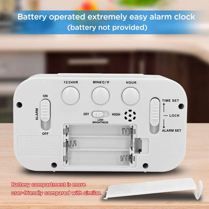 Night Light Digital Alarm Clock Battery Operated Indoor Temperature