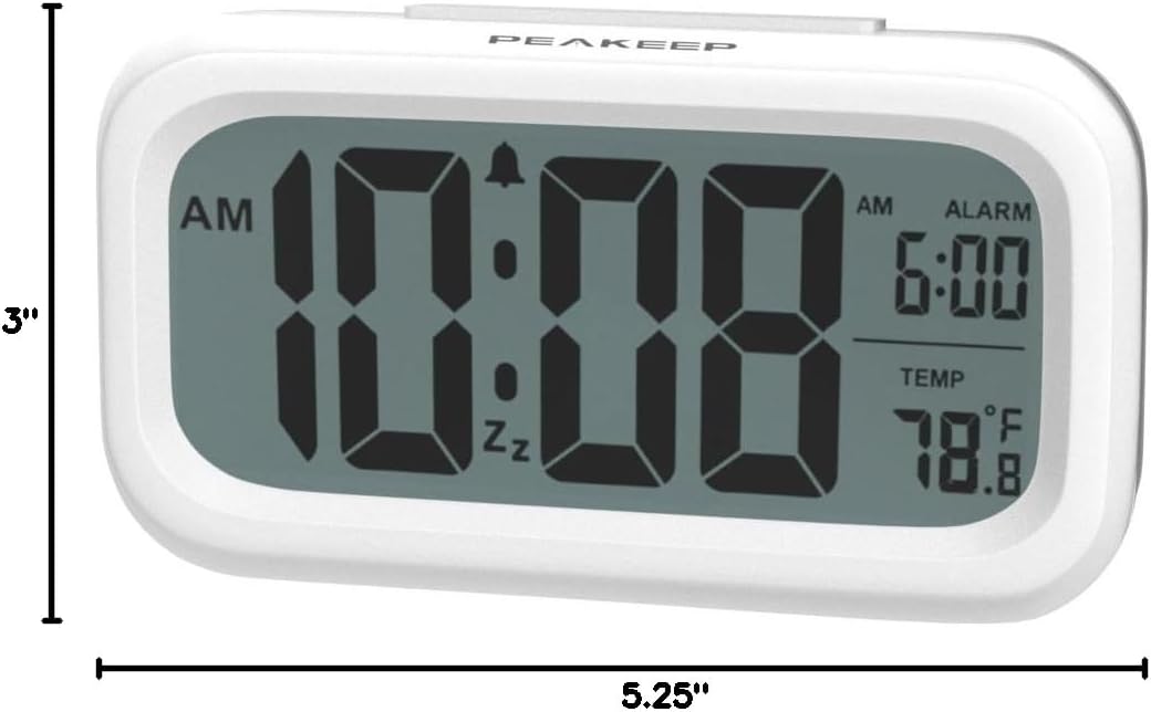 Night Light Digital Alarm Clock Battery Operated Indoor Temperature