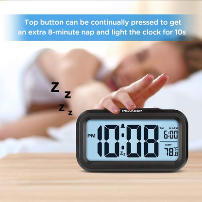 Night Light Digital Alarm Clock Battery Operated Indoor Temperature