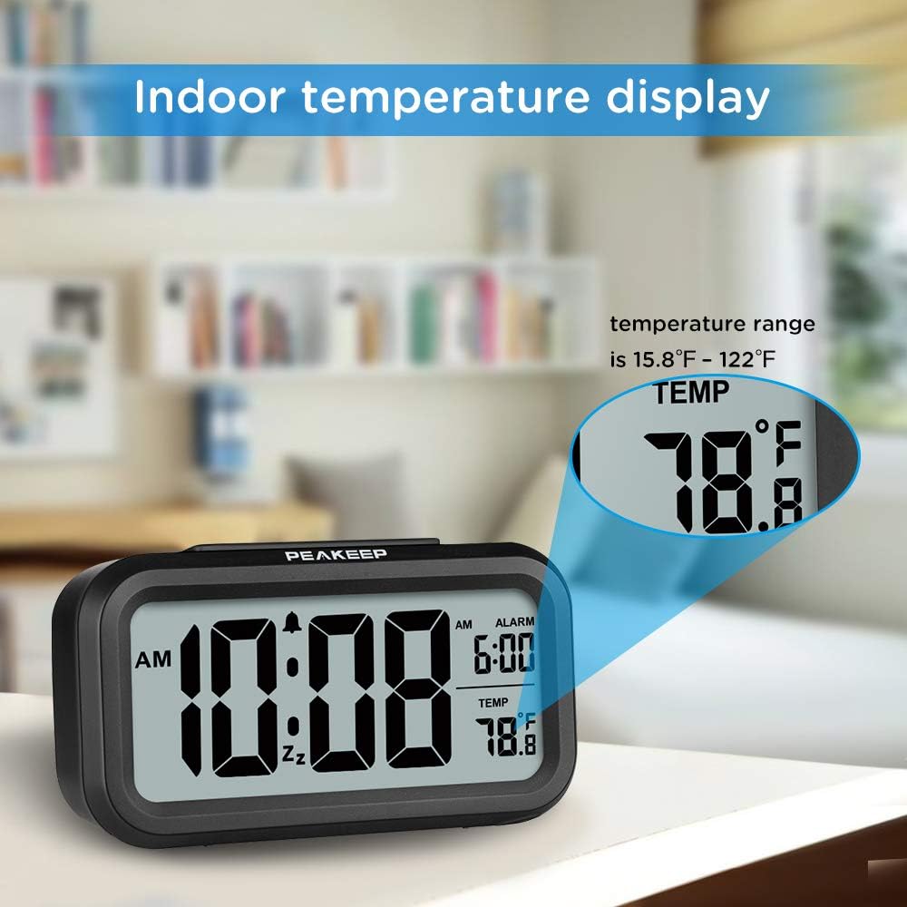 Night Light Digital Alarm Clock Battery Operated Indoor Temperature