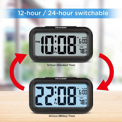 Night Light Digital Alarm Clock Battery Operated Indoor Temperature