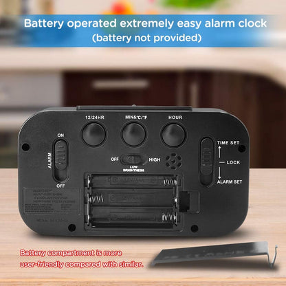Night Light Digital Alarm Clock Battery Operated Indoor Temperature