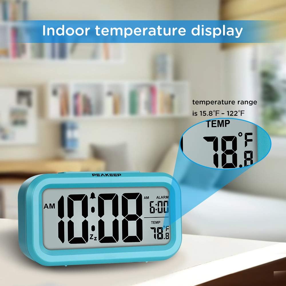 Night Light Digital Alarm Clock Battery Operated Indoor Temperature