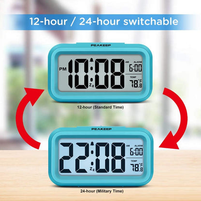 Night Light Digital Alarm Clock Battery Operated Indoor Temperature