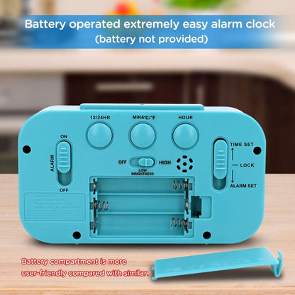 Night Light Digital Alarm Clock Battery Operated Indoor Temperature