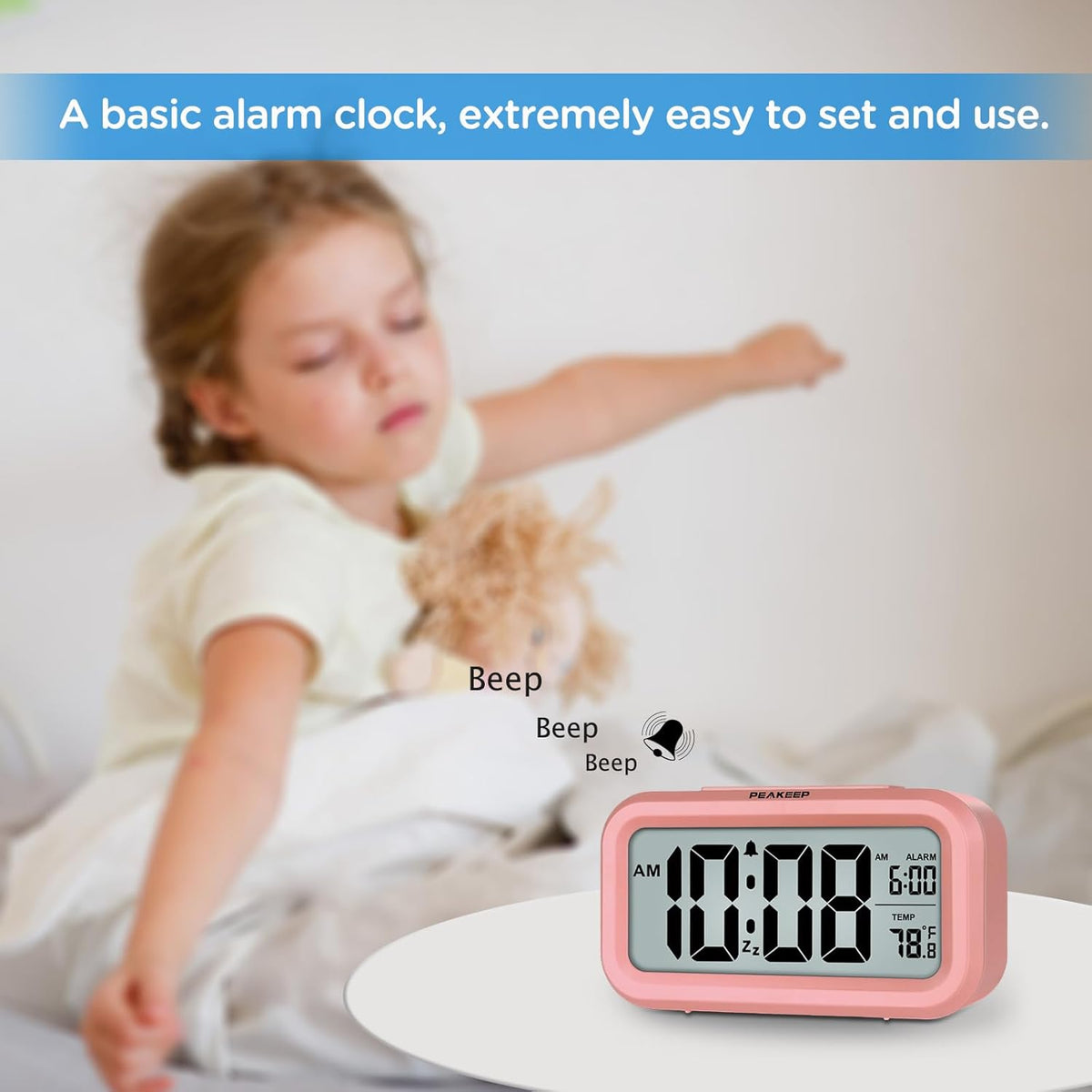 Night Light Digital Alarm Clock Battery Operated Indoor Temperature