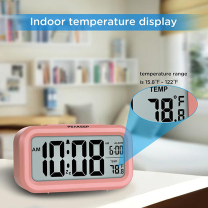 Night Light Digital Alarm Clock Battery Operated Indoor Temperature