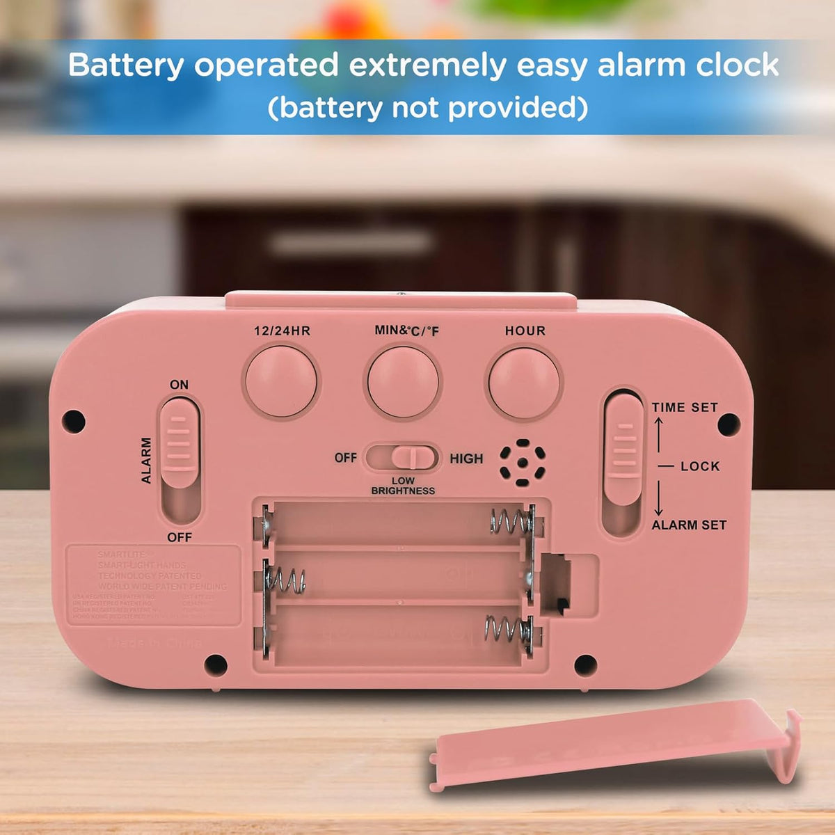 Night Light Digital Alarm Clock Battery Operated Indoor Temperature