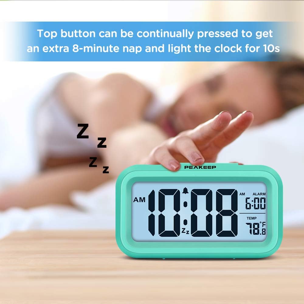 Night Light Digital Alarm Clock Battery Operated Indoor Temperature