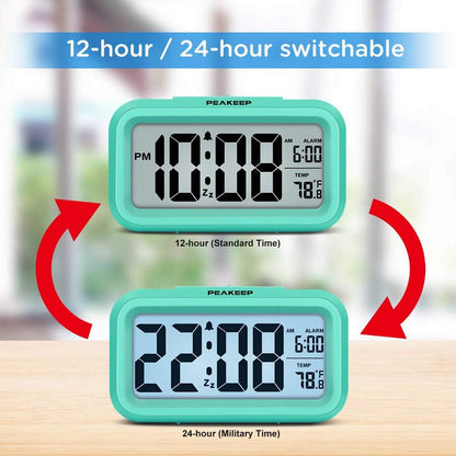 Night Light Digital Alarm Clock Battery Operated Indoor Temperature