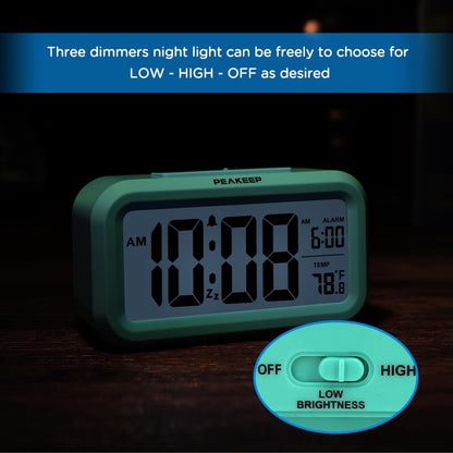 Night Light Digital Alarm Clock Battery Operated Indoor Temperature